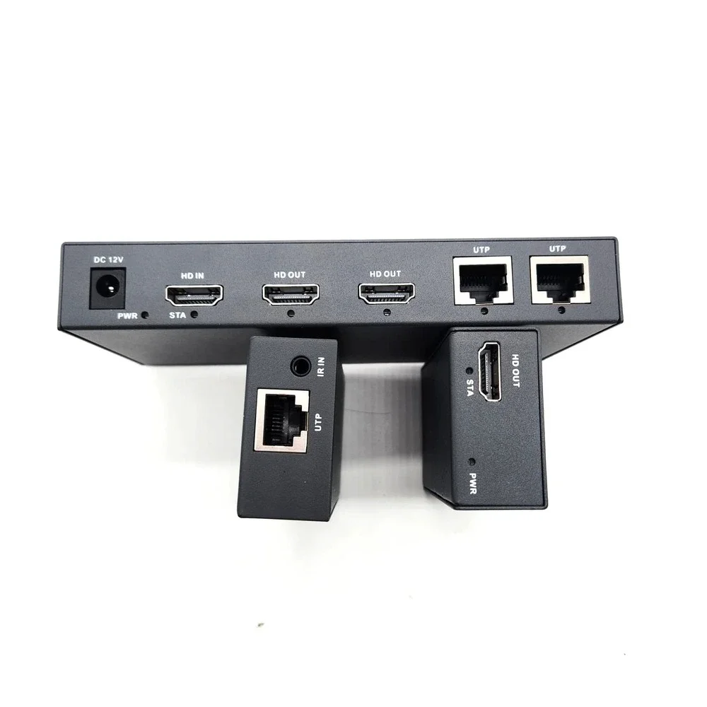 PWAYTEK HDMI Extender 1x2 4K60 Cat6 Splitter 60m IR EDID TX‎ RX Kit